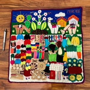 🇵🇪 Peru Indian Arpillera folk art handmade tapestry wall hanging appliqué